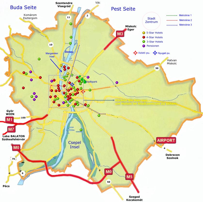 Budapest Hotelkarte